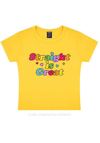 Straight Is Great Pride Y2K Baby Tee Cherrykitten