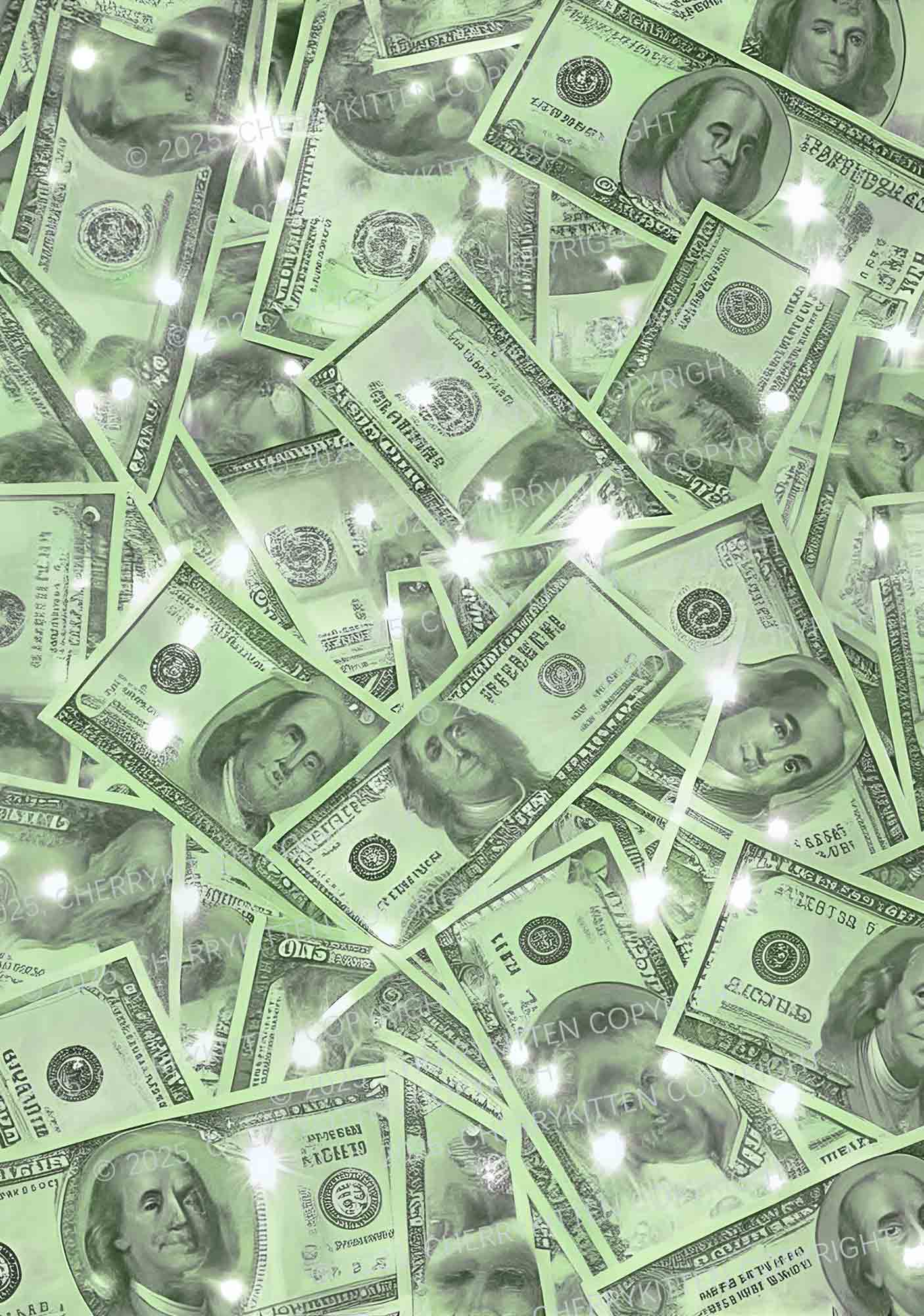 Green Shiny Money Y2K Print Mini Skirt Cherrykitten