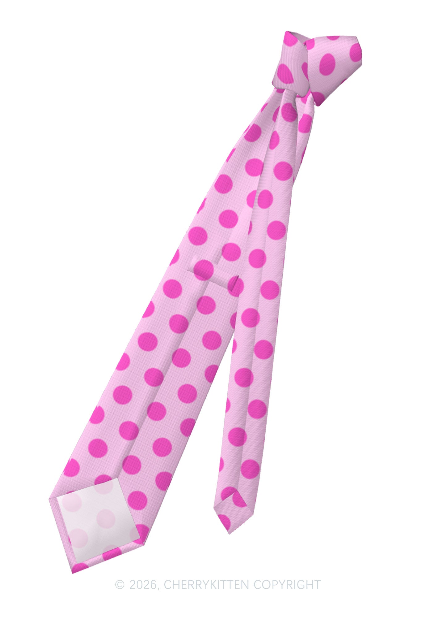 Hot Pink Dots On Light Pink Y2K Necktie Cherrykitten