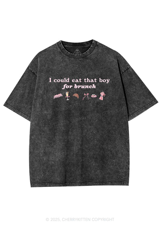 Eat Boy For Brunch Y2K Shirts Washed Tee Cherrykitten