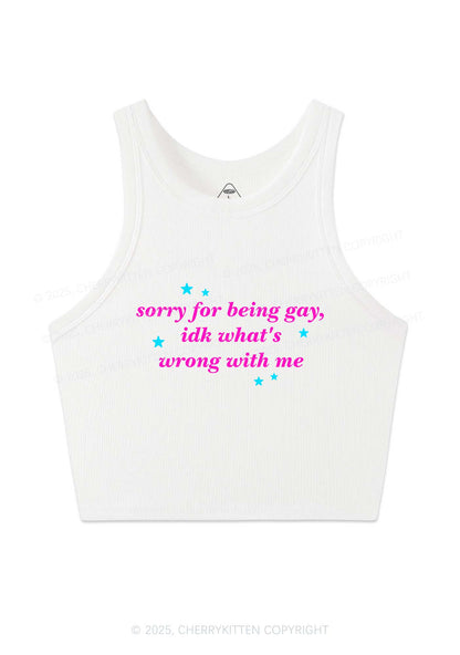 Sorry For Being Gay Pride Y2K Crop Tank Top Cherrykitten
