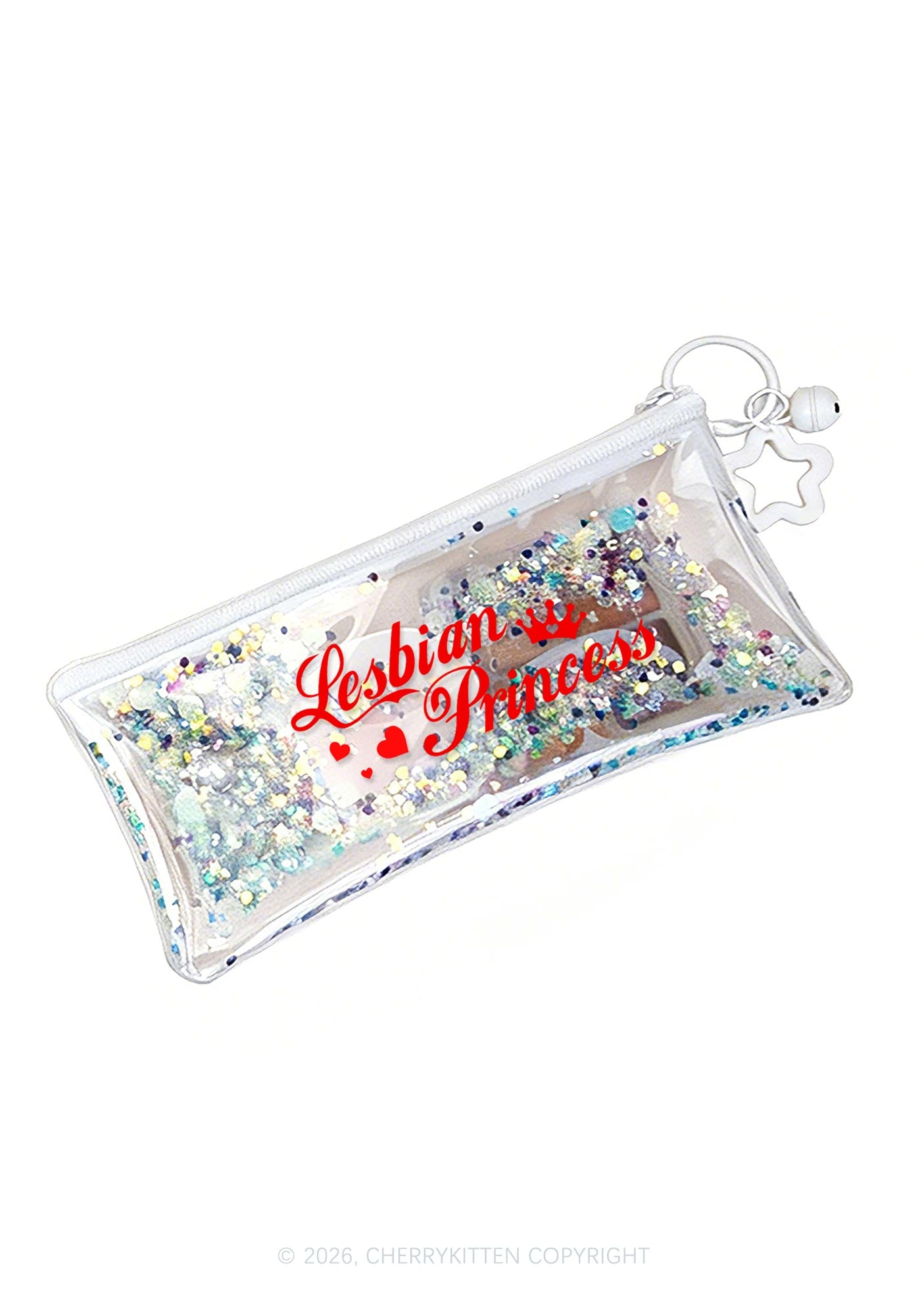 Lesbian Princess Pride Y2K Quicksand Transparent Pencil Pouch Cherrykitten