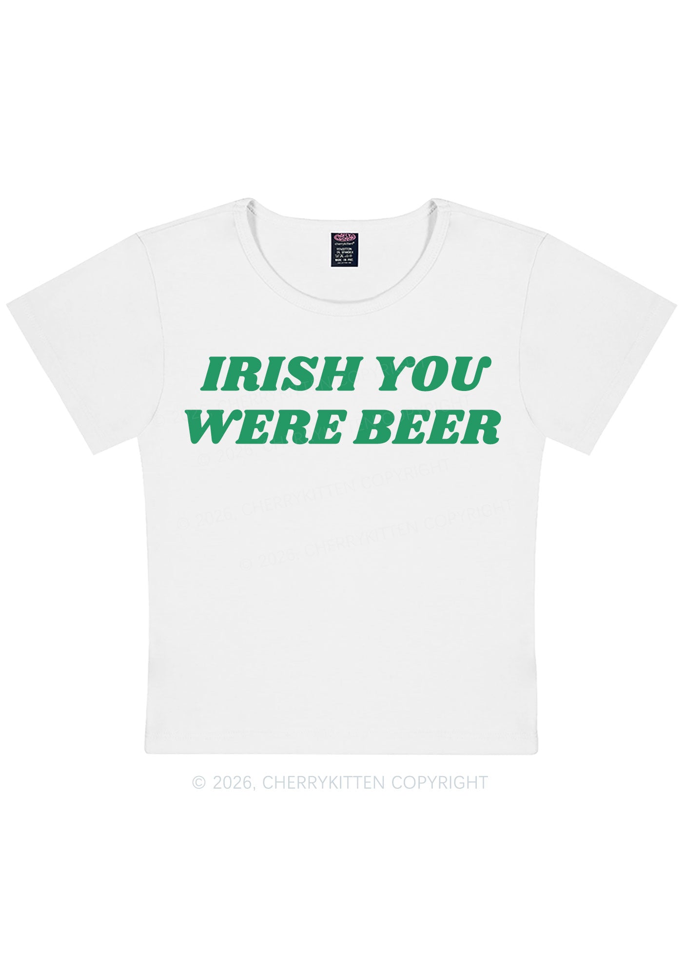 Irish You Were Beer St Patricks Y2K Baby Tee Cherrykitten