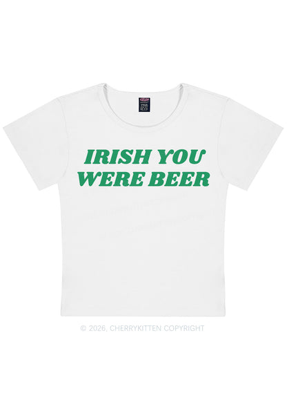 Irish You Were Beer St Patricks Y2K Baby Tee Cherrykitten
