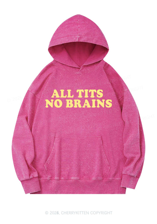 All Txts No Brains Y2K Washed Hoodie Cherrykitten