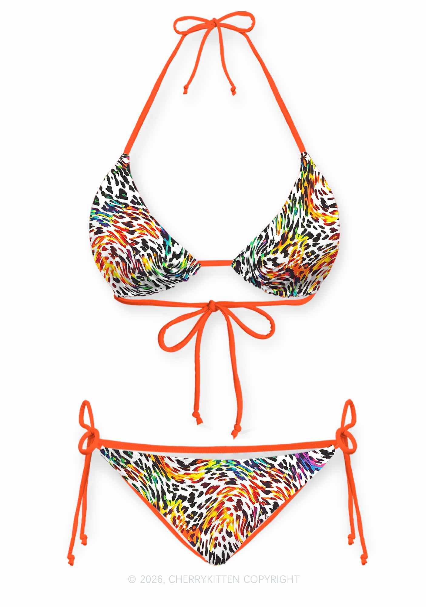 Rainbow Leopard Pride Y2K Print Bikini Set Cherrykitten