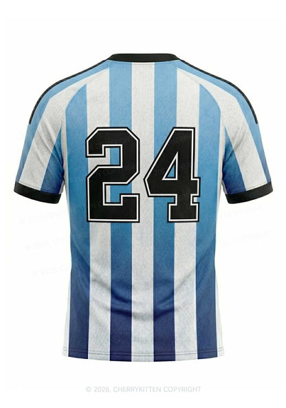 Blue White Stripes Whos A Good Boy Y2K Football Jersey Shirts Cherrykitten