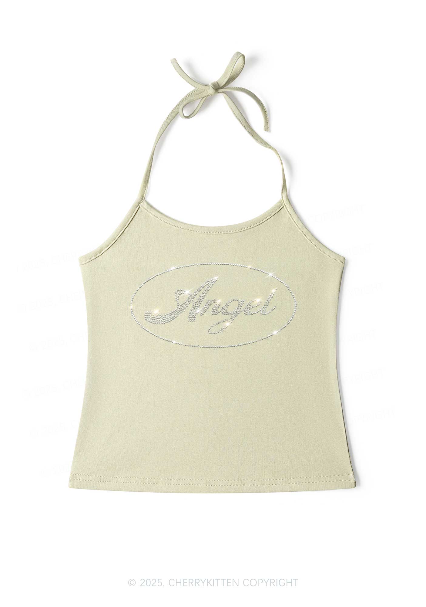 Rhinestone Angel Y2K Halter Neck Cami Cherrykitten