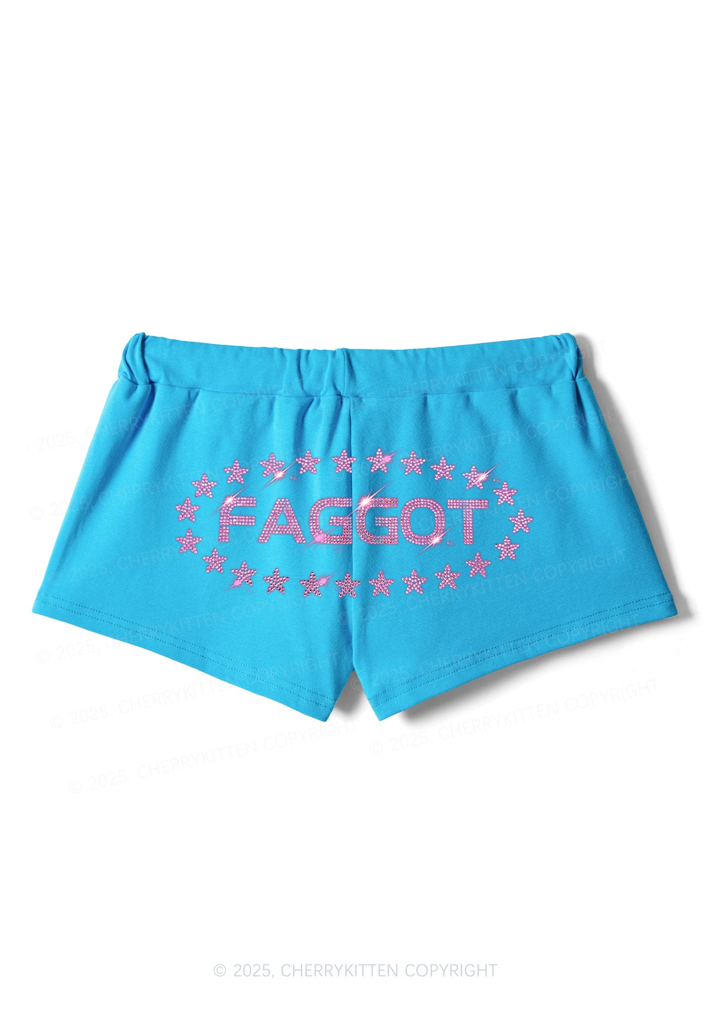 Rhinestone Pink Faggot Stars Pride Y2K Drawstring Mini Shorts Cherrykitten