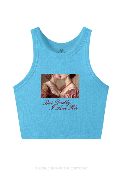 But Daddy I Love Her Lesbian Pride Y2K Crop Tank Top Cherrykitten