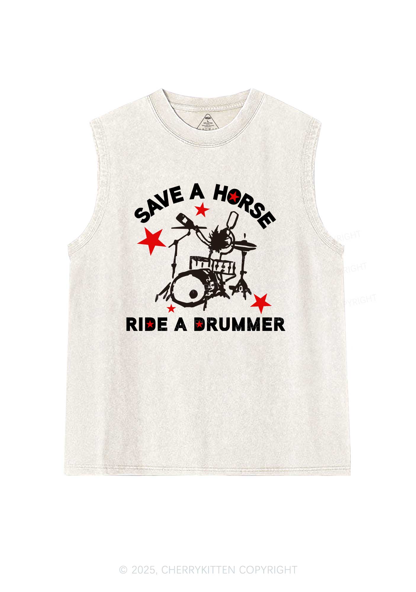 Save Horse Ride Drummer Y2K Washed Muscle Tank Cherrykitten
