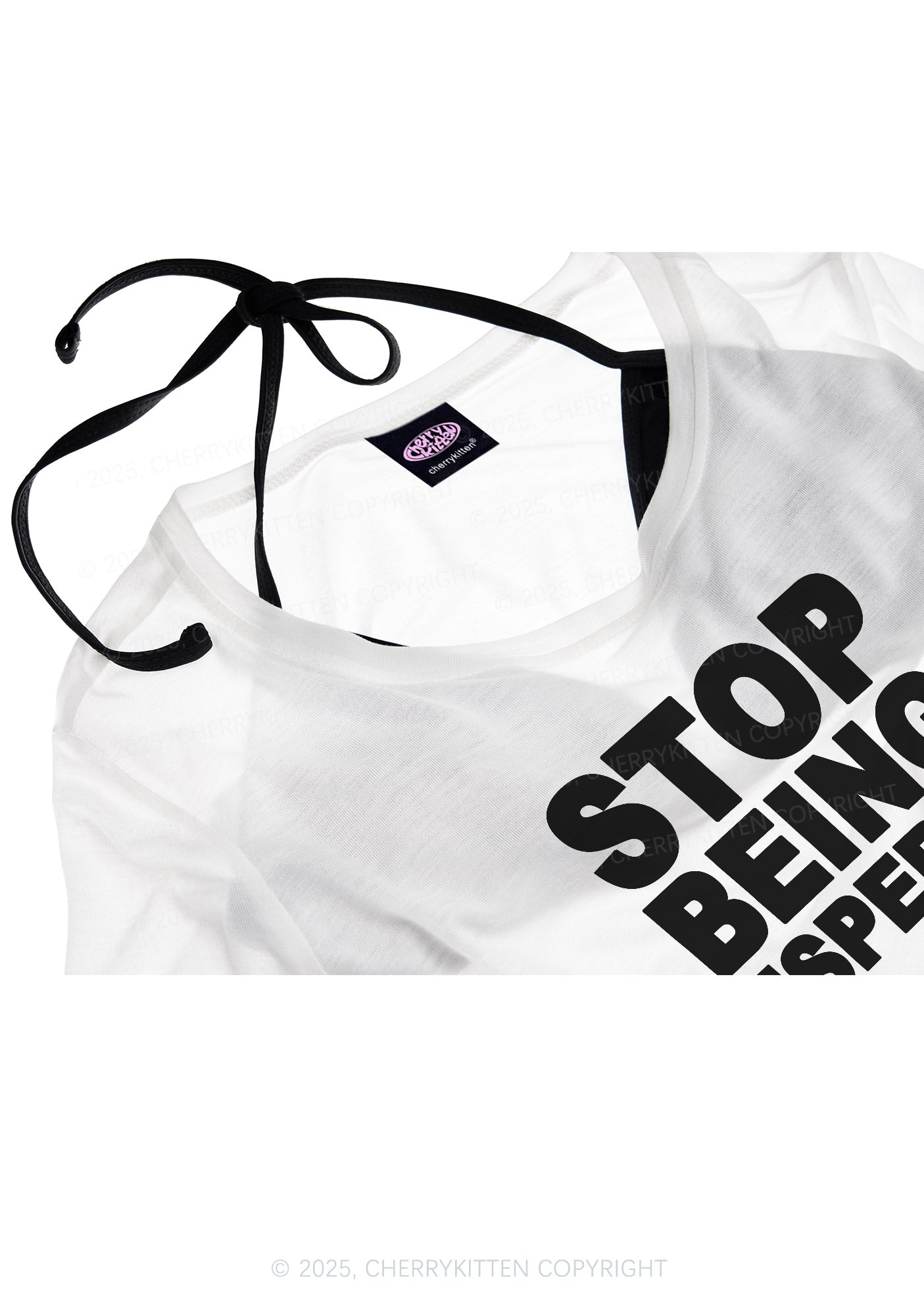 Stop Being Desperate Y2K Sheer Boyfriend Tee Cherrykitten