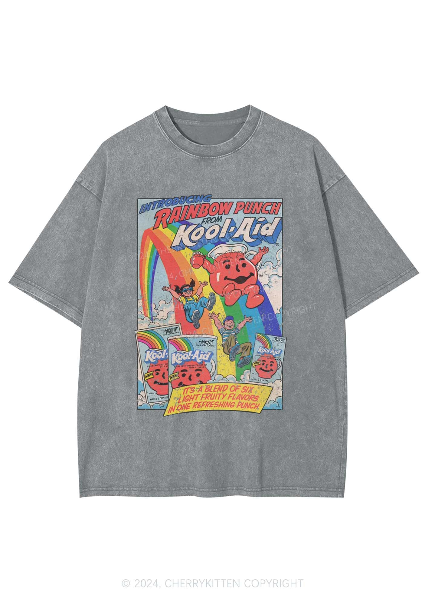 Rainbow Punch Y2K Washed Tee Cherrykitten