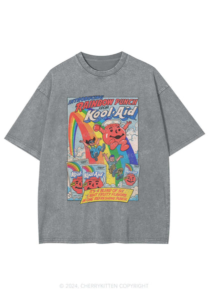 Rainbow Punch Y2K Washed Tee Cherrykitten
