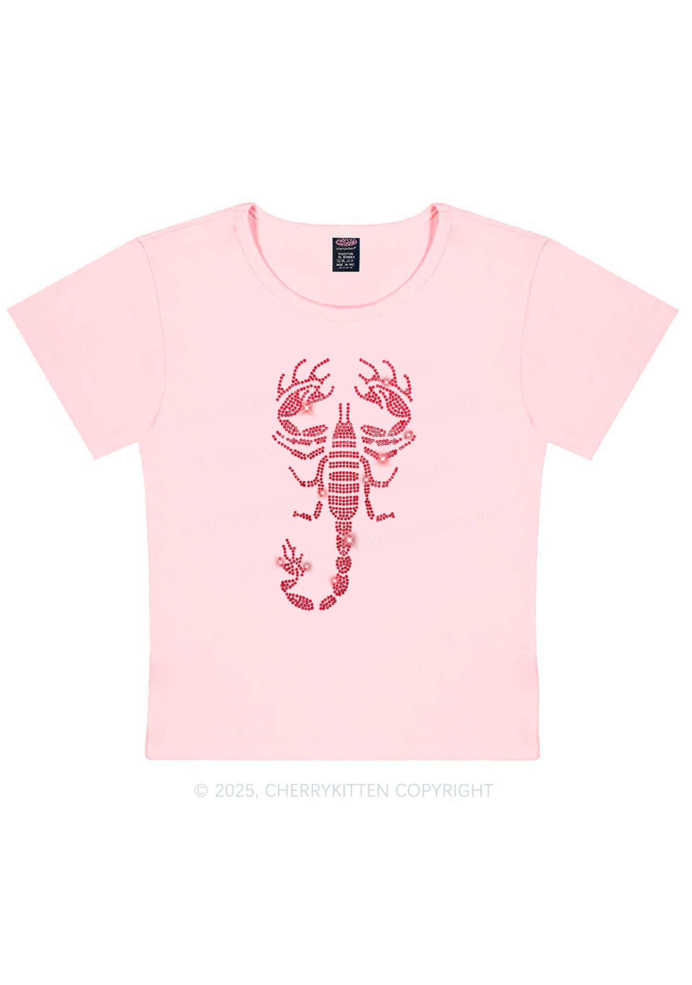 Rhinestone Red Scorpion Y2K Baby Tee Cherrykitten