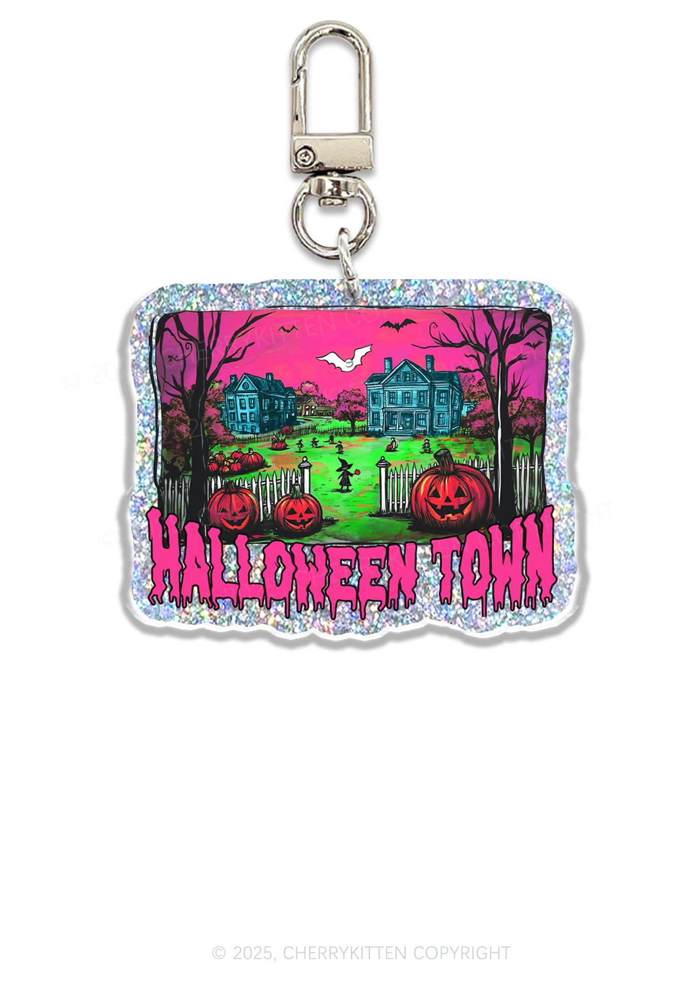 Halloween Pumpkin Town Y2K Glitter Keychain Cherrykitten