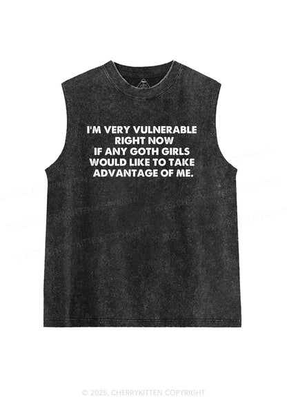 Im Vulnerable Y2K Washed Muscle Tank Cherrykitten