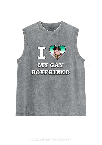 Custom My Gay BF Pride Y2K Washed Muscle Tank Cherrykitten