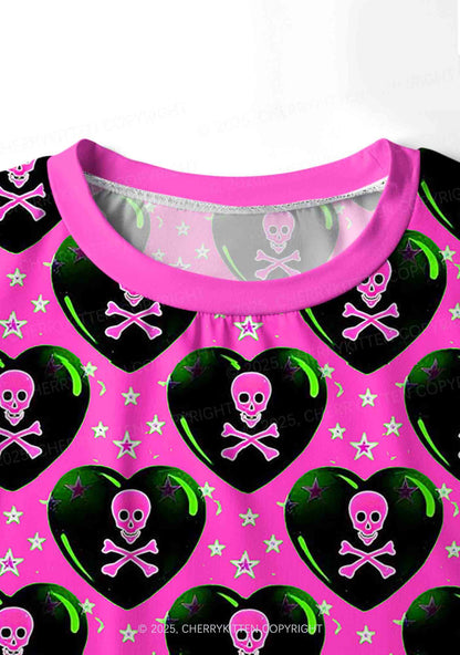 Skeleton Deluxe Valentine's Day Y2K Print Long Sleeve Pajama Set Cherrykitten