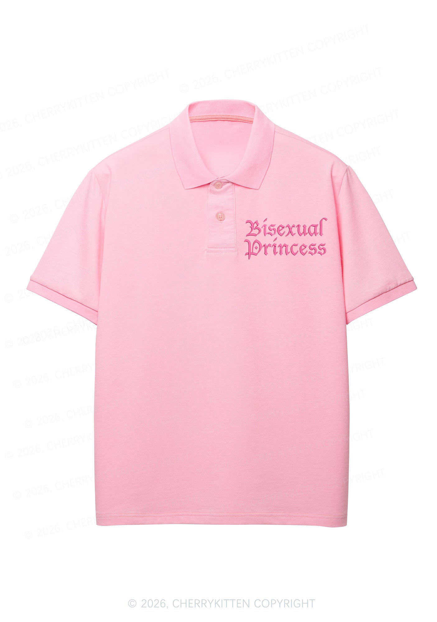 Embroidered Bisexual Princess Pride Y2K Polo Shirts Cherrykitten