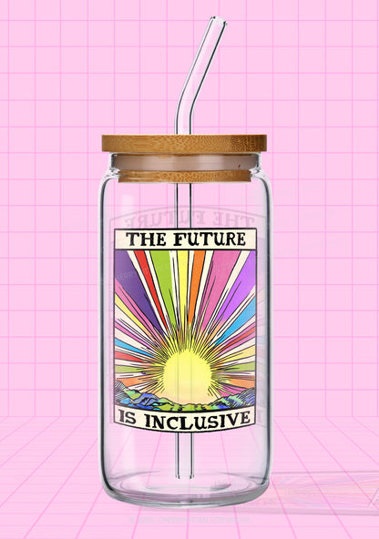 The Future Is Inclusive Pride Y2K Printed Glass Cup Cherrykitten