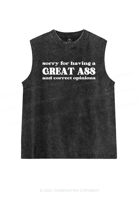 Sorry For Having Great Axx Y2K Washed Muscle Tank Cherrykitten