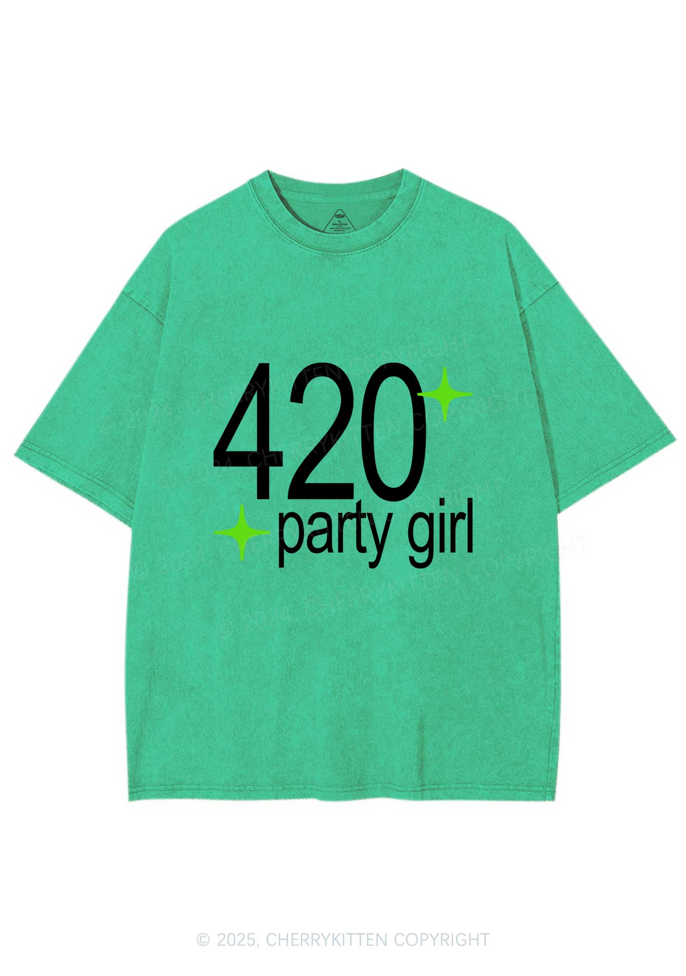 Stoned Party Girl Y2K Shirts Washed Tee Cherrykitten