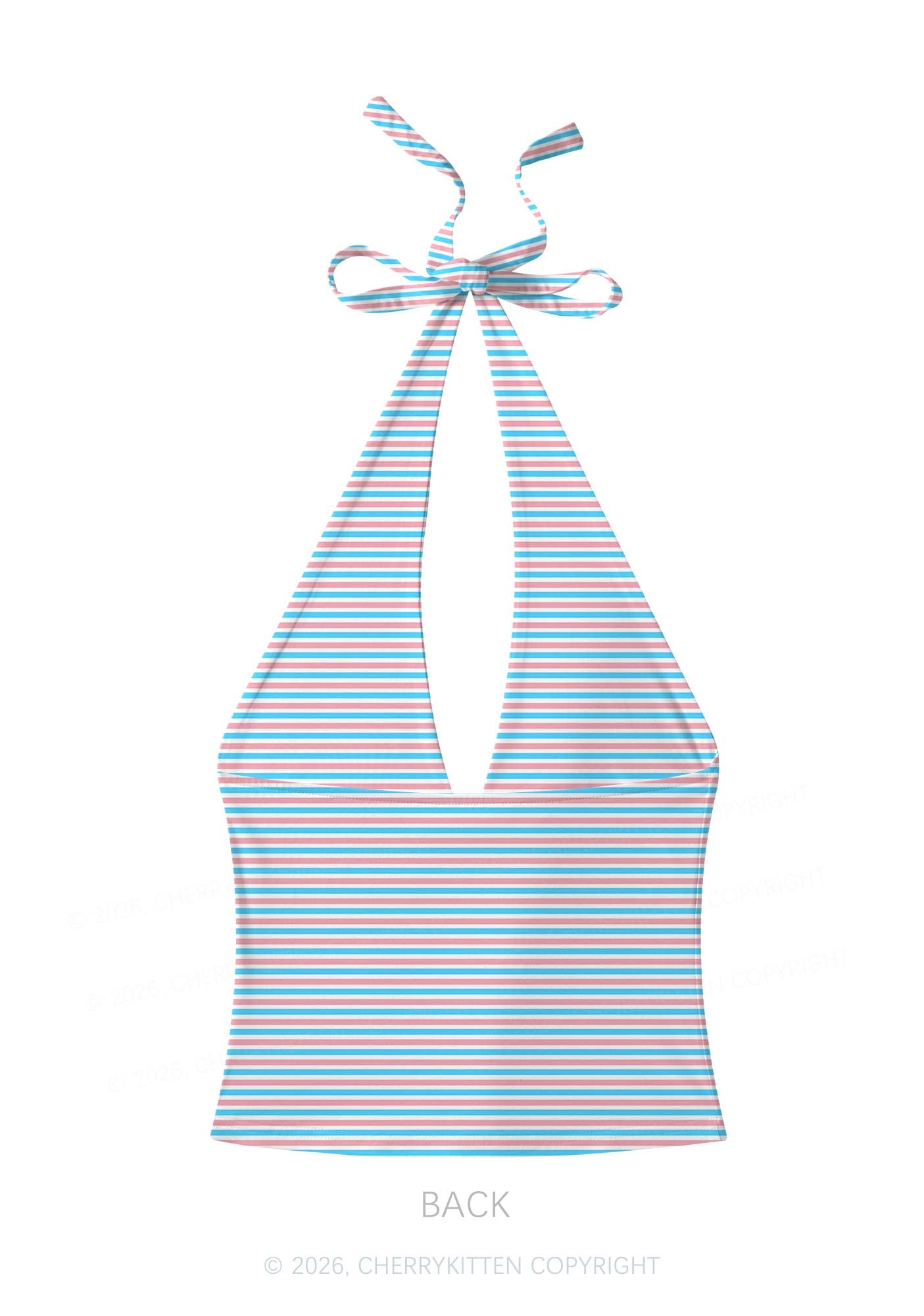 Trans Stripes Pride Y2K Print Halter Deep V Neck Cami Cherrykitten