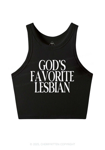 Gods Favorite Lesbian Pride Y2K Crop Tank Top Cherrykitten