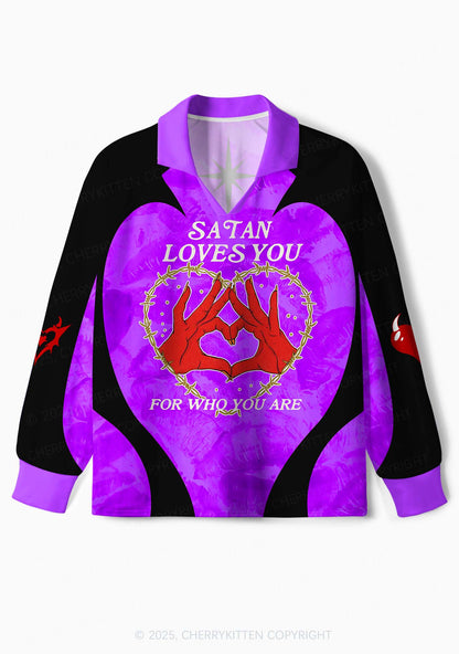 Custom Halloween Satan Loves You Y2K Sport Long Sleeve Jersey Shirts Cherrykitten
