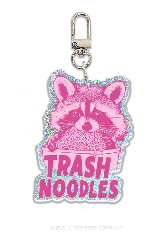 Raccoon Trash Noodles 1Pc Y2K Glitter Keychain Cherrykitten