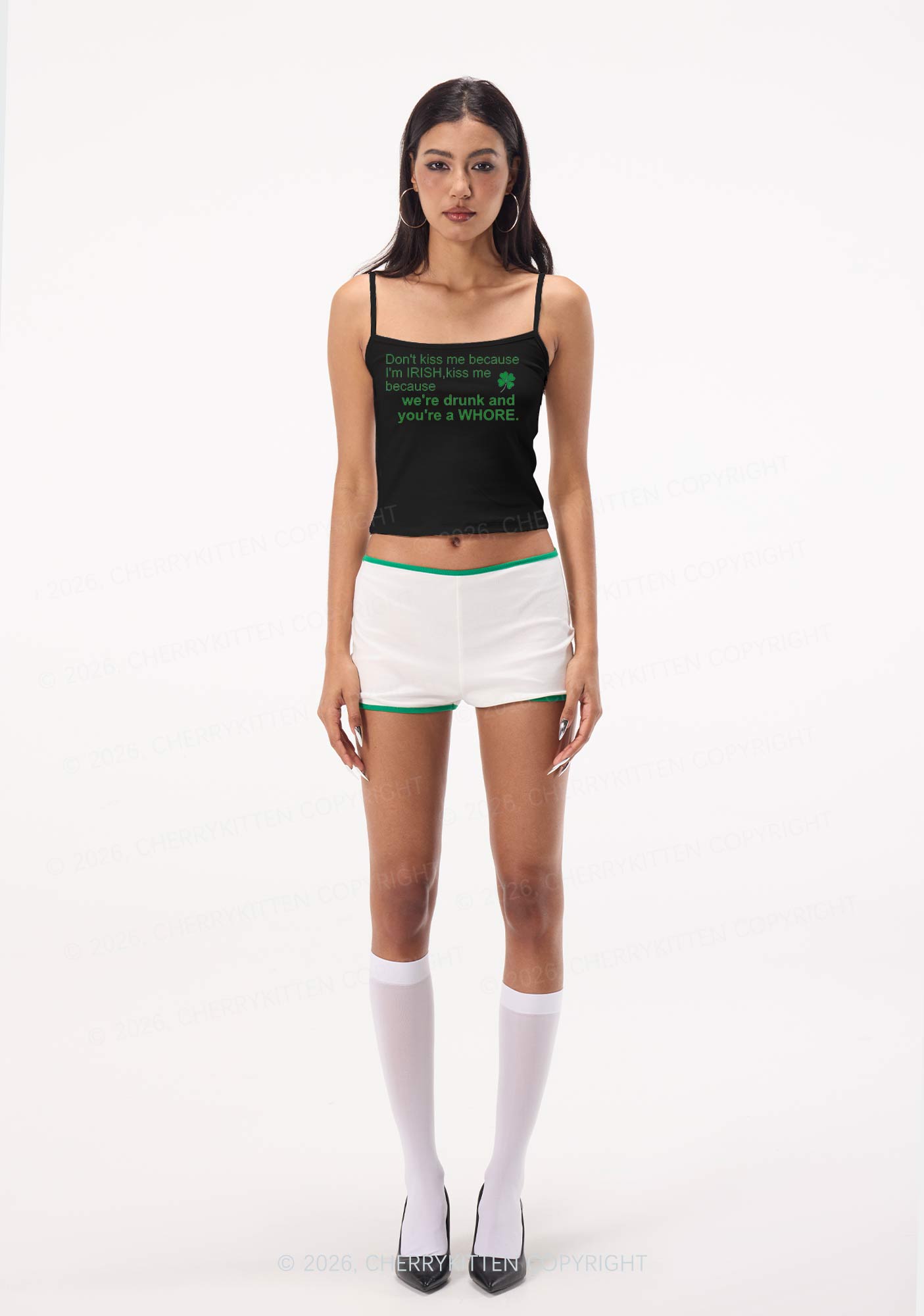 Drunk And Hore St Patricks Y2K Spaghetti Strap Cami Cherrykitten