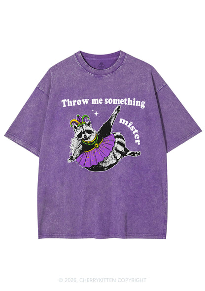 Throw Me Something Mister Raccoon Y2K Shirts Washed Tee Cherrykitten