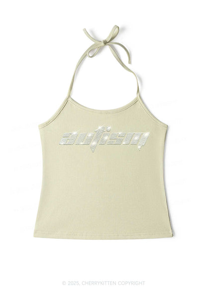 Rhinestone Autism Y2K Halter Neck Cami Cherrykitten