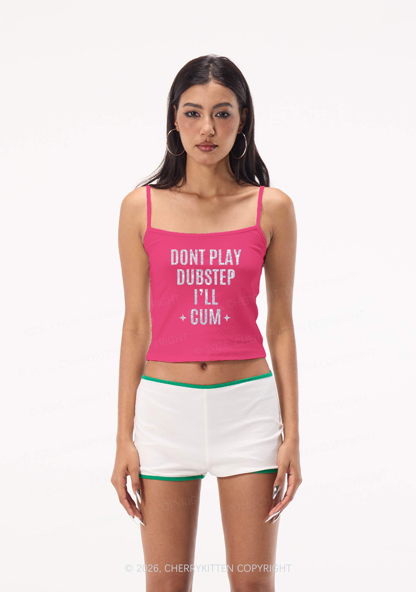 Glitter Dont Play Dubstep Y2K Spaghetti Strap Cami Cherrykitten