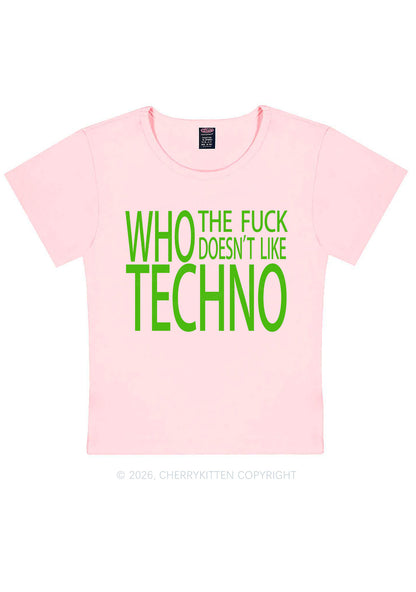 Who Doesnt Like Techno Y2K Baby Tee Cherrykitten