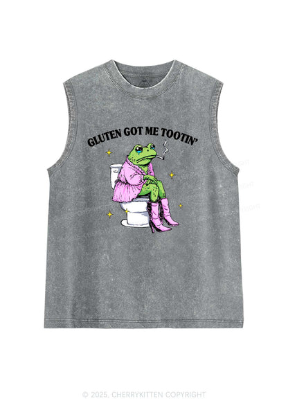 Gluten Got Me Tootin Y2K Washed Muscle Tank Cherrykitten