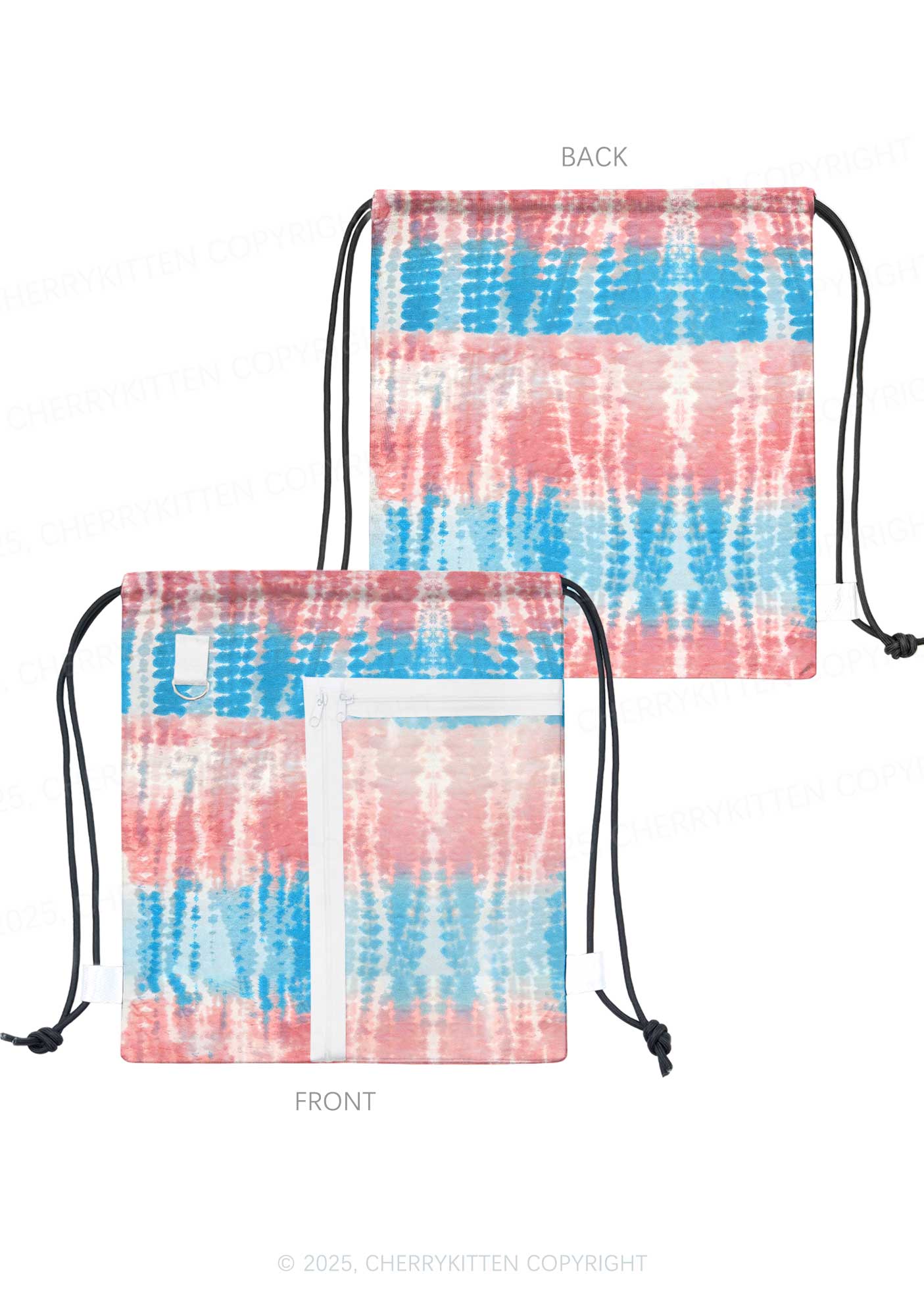 Tie Dye Trans Pride Y2K Drawstring Itabag Backpack Cherrykitten