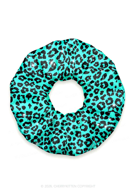 Turquoise Green Leopard Y2K Hair Scrunchie Cherrykitten