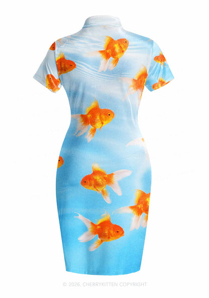 Goldfish Y2K Cheongsam Mini Dress Cherrykitten