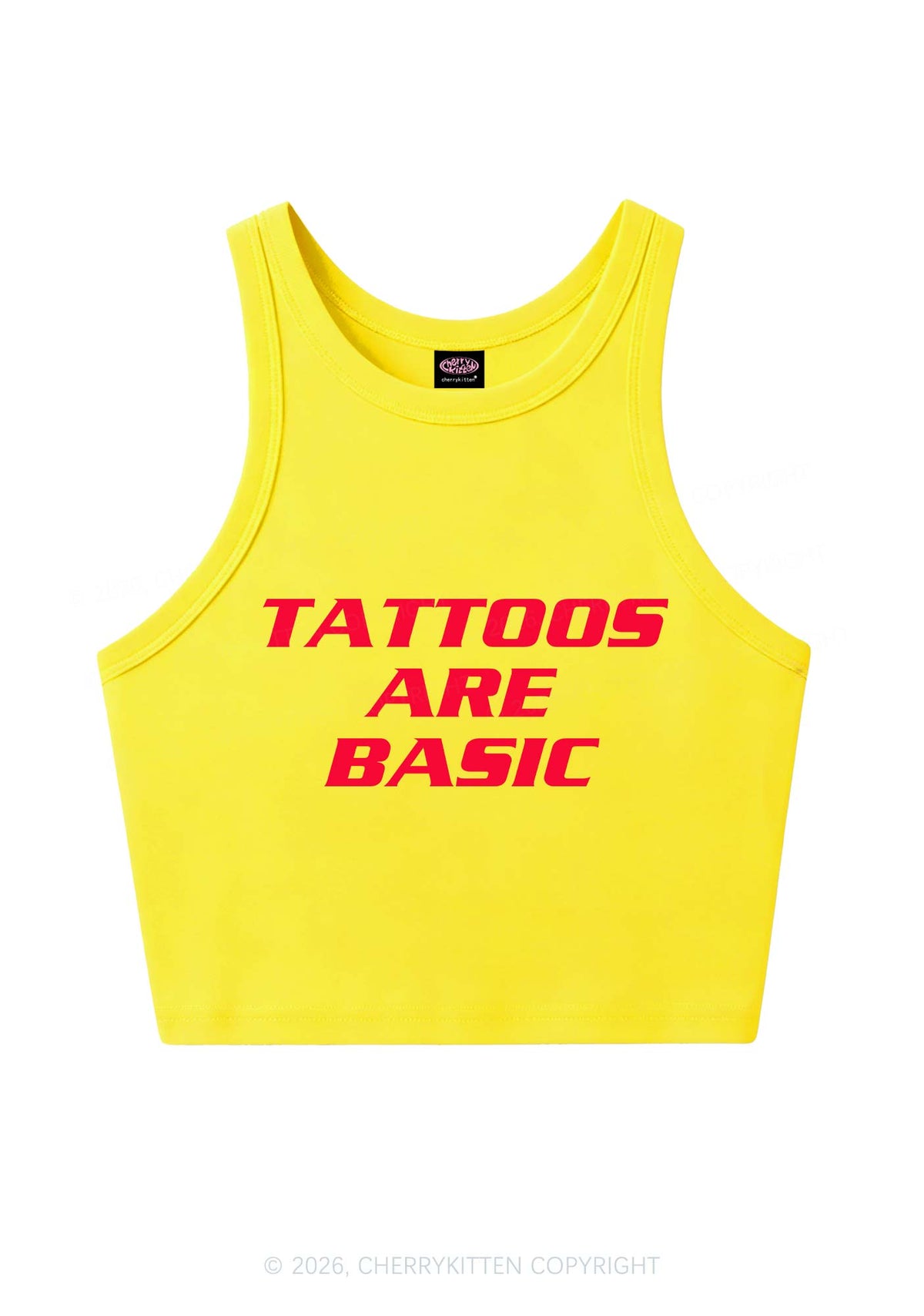 Tattoos Are Basic Y2K Crop Tank Top Cherrykitten