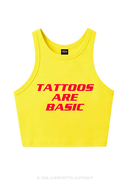 Tattoos Are Basic Y2K Crop Tank Top Cherrykitten