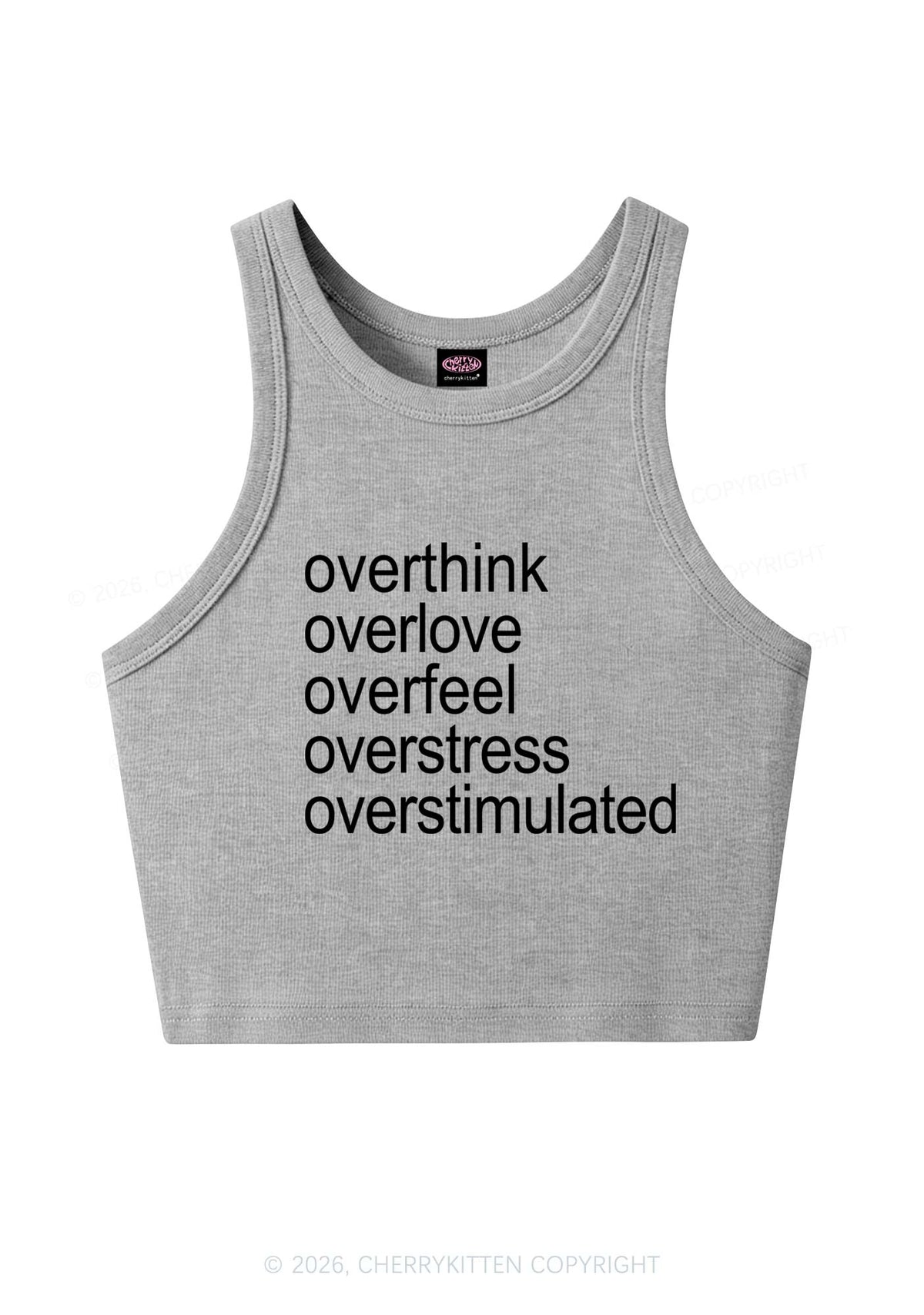 Overstimulated Slogan Y2K Crop Tank Top Cherrykitten