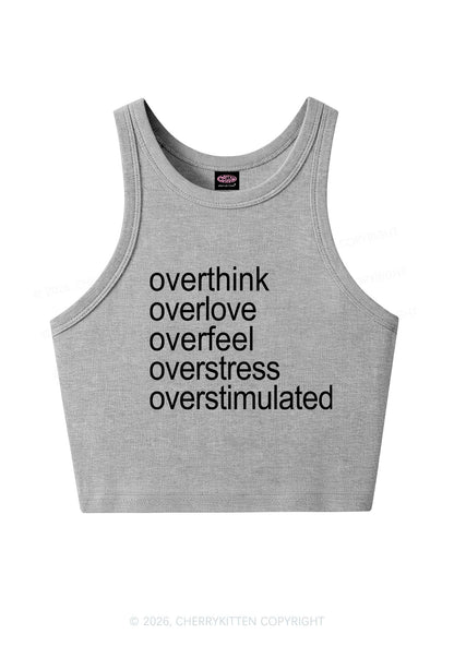 Overstimulated Slogan Y2K Crop Tank Top Cherrykitten