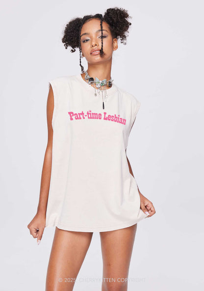 Part Time Lesbian Pride Y2K Washed Muscle Tank Cherrykitten