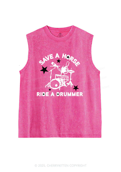 Save Horse Ride Drummer Y2K Washed Muscle Tank Cherrykitten