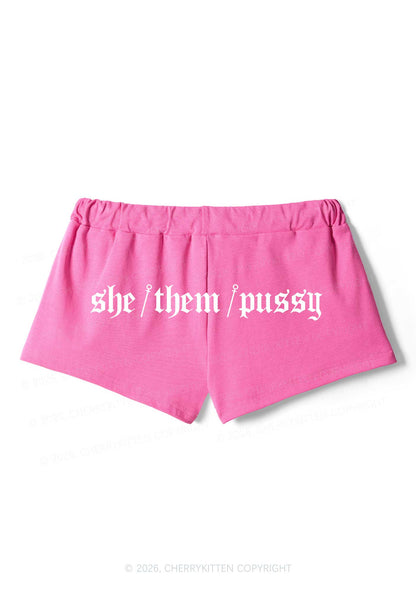 She Them Puxxy Pride Y2K Drawstring Mini Shorts Cherrykitten