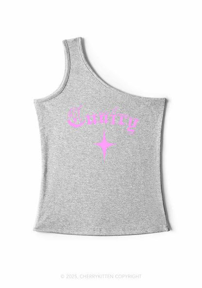 Cuntry Y2K One Shoulder Tank Top Cherrykitten