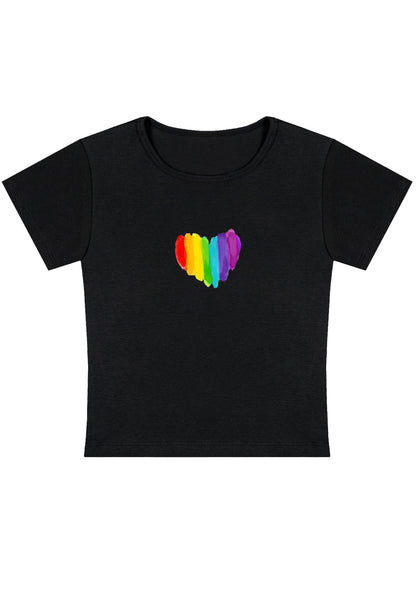 Curvy Rainbow Color Heart Shape Baby Tee