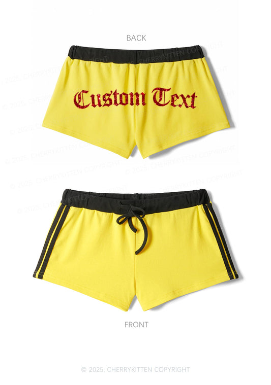 Custom Text Glitter Y2K Drawstring Mini Shorts Cherrykitten